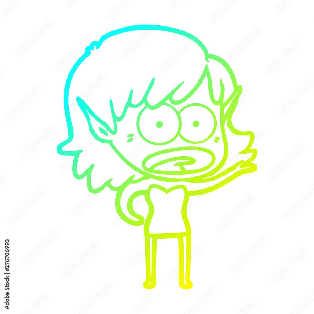 cold gradient line drawing cartoon shocked elf girl cold gradient line drawing cartoon shocked elf girl