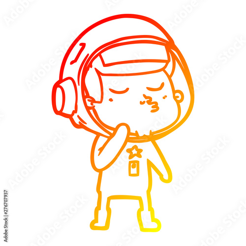 warm gradient line drawing cartoon confident astronaut
