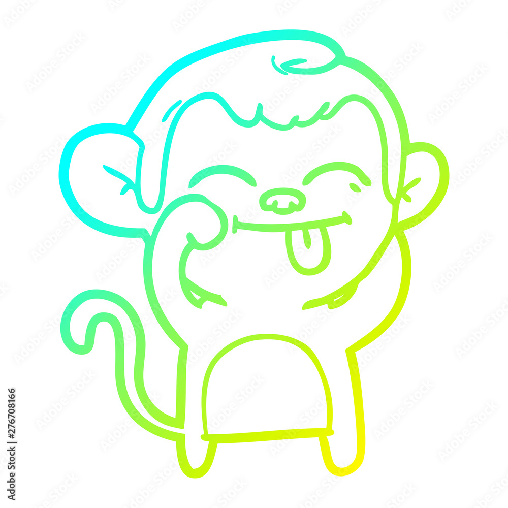 cold gradient line drawing funny cartoon monkey cold gradient line drawing funny cartoon monkey