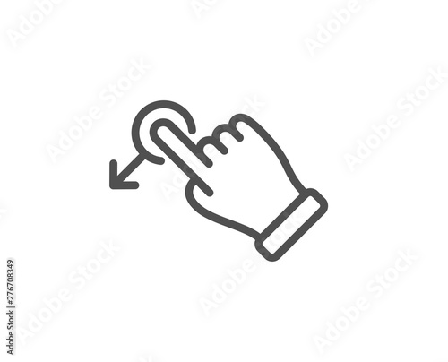 Drag drop gesture line icon. Slide arrow sign. Swipe action symbol. Quality design element. Linear style drag drop icon. Editable stroke. Vector