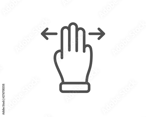 Multitasking gesture line icon. Slide arrow sign. Swipe action symbol. Quality design element. Linear style multitasking gesture icon. Editable stroke. Vector