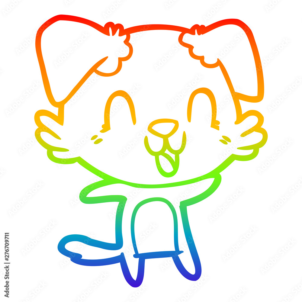 rainbow gradient line drawing laughing cartoon dog rainbow gradient line drawing laughing cartoon dog