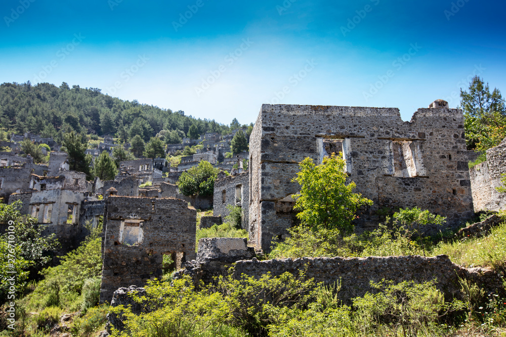 The abandoned Greek village of Kayakoy, Fethiye, Turkey. Ghost Town Kayakoy.