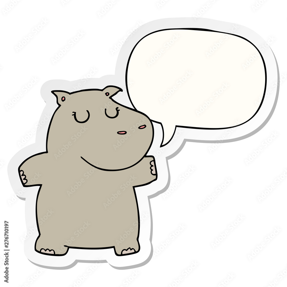 cartoon hippo and speech bubble sticker cartoon hippo and speech bubble sticker