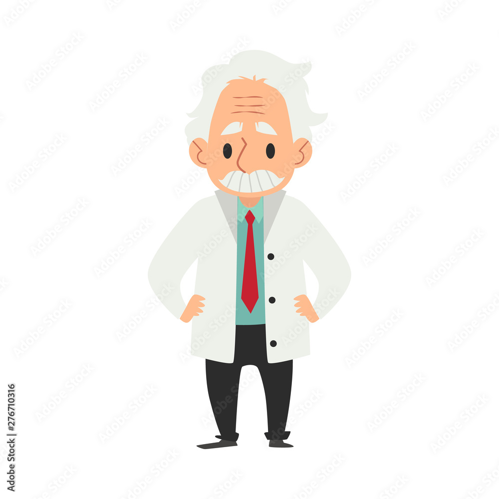 An old wise man with a mustache, a scientist and a professor or doctor is standing. An old wise man with a mustache, a scientist and a professor or doctor is standing.