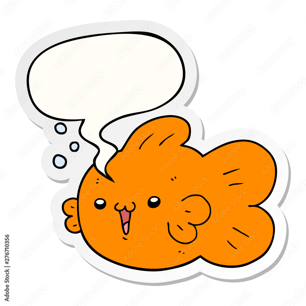 cartoon fish and speech bubble sticker cartoon fish and speech bubble sticker