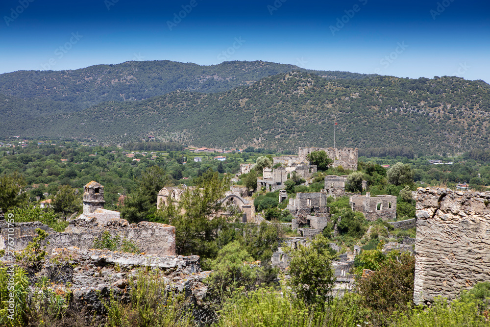 Fototapeta premium The abandoned Greek village of Kayakoy, Fethiye, Turkey. Ghost Town Kayakoy.