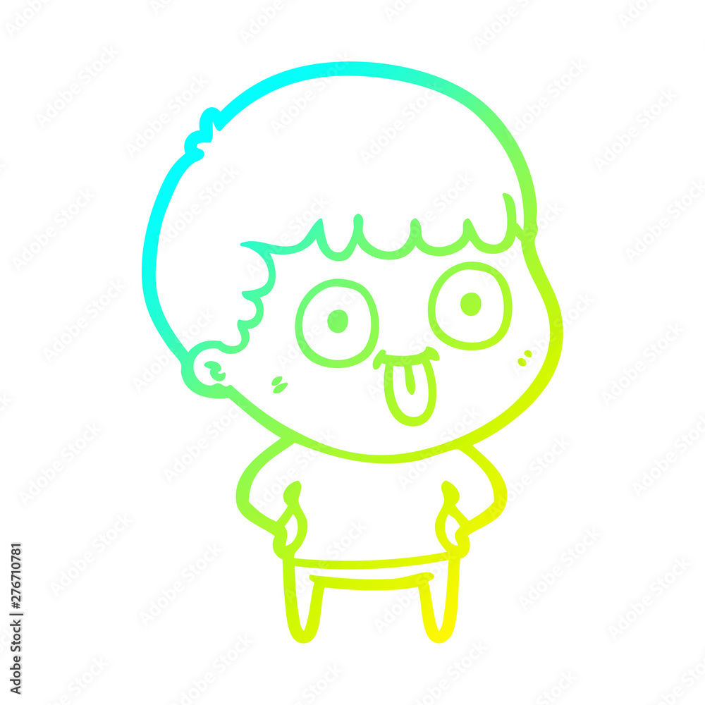 cold gradient line drawing cartoon dumb kid