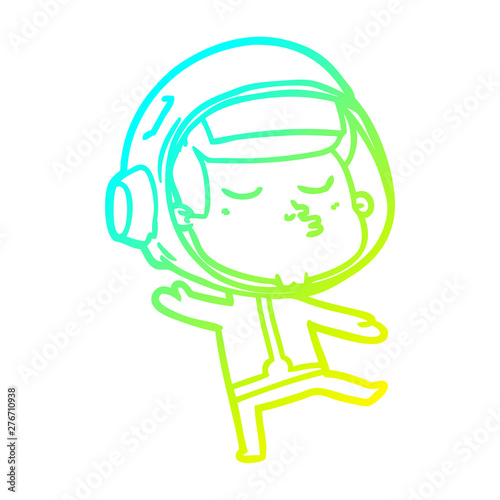 cold gradient line drawing cartoon confident astronaut
