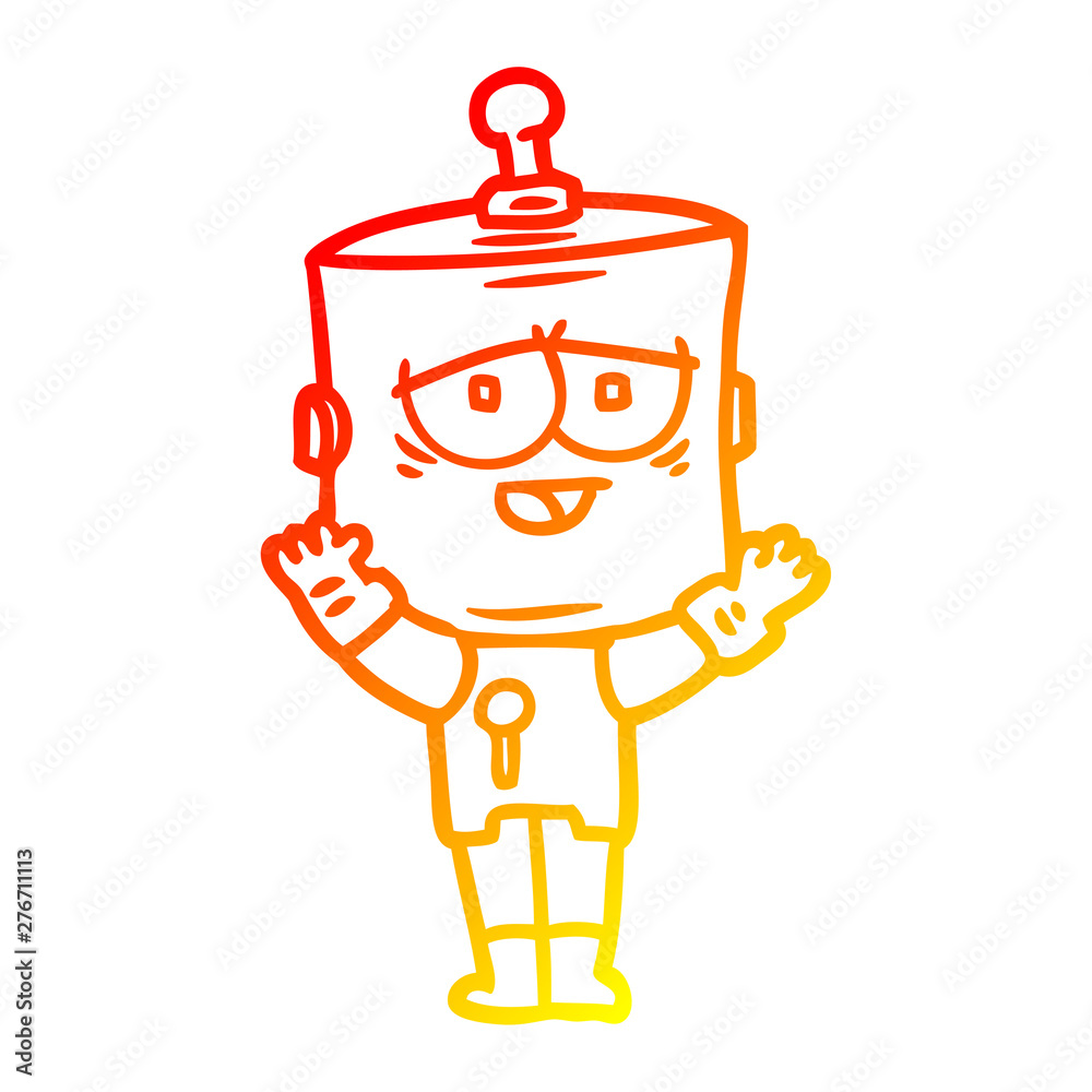 warm gradient line drawing cartoon robot warm gradient line drawing cartoon robot