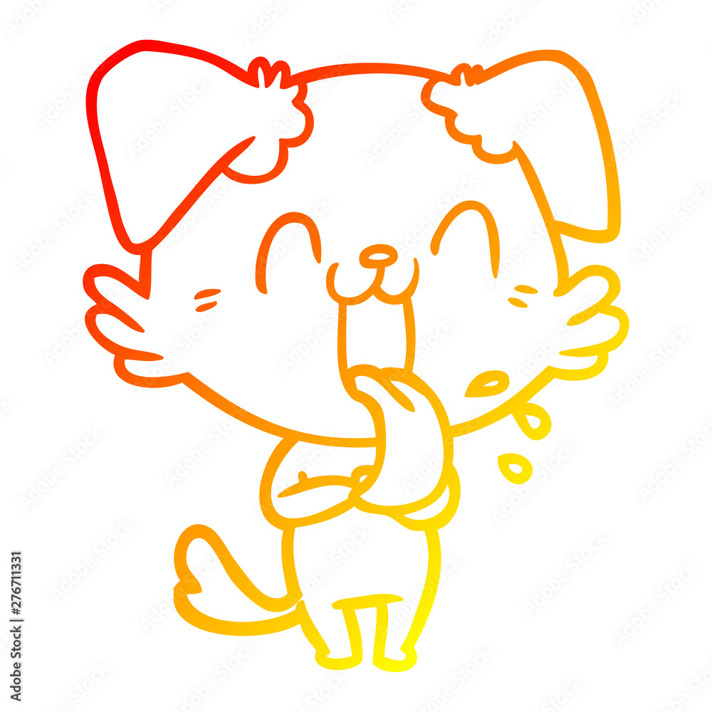 warm gradient line drawing cartoon panting dog warm gradient line drawing cartoon panting dog