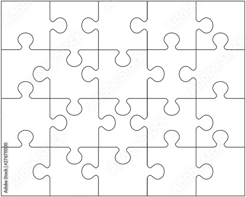 Vector illustration of white puzzle, separate pieces
