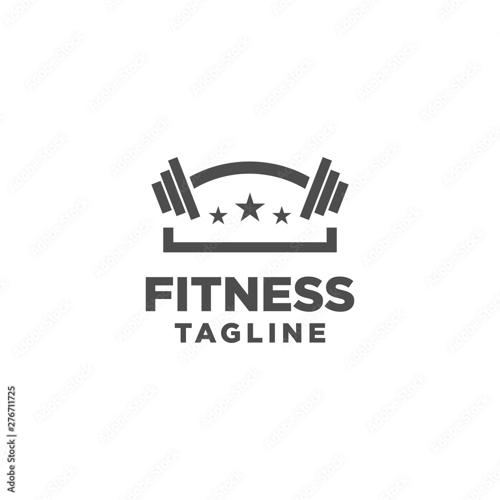 Obraz premium Fitness Logo. Symbol of sport barbel, health, illustration of fresh life