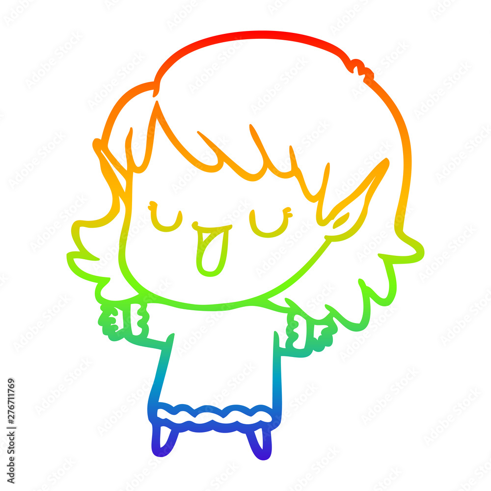 rainbow gradient line drawing cartoon elf girl rainbow gradient line drawing cartoon elf girl
