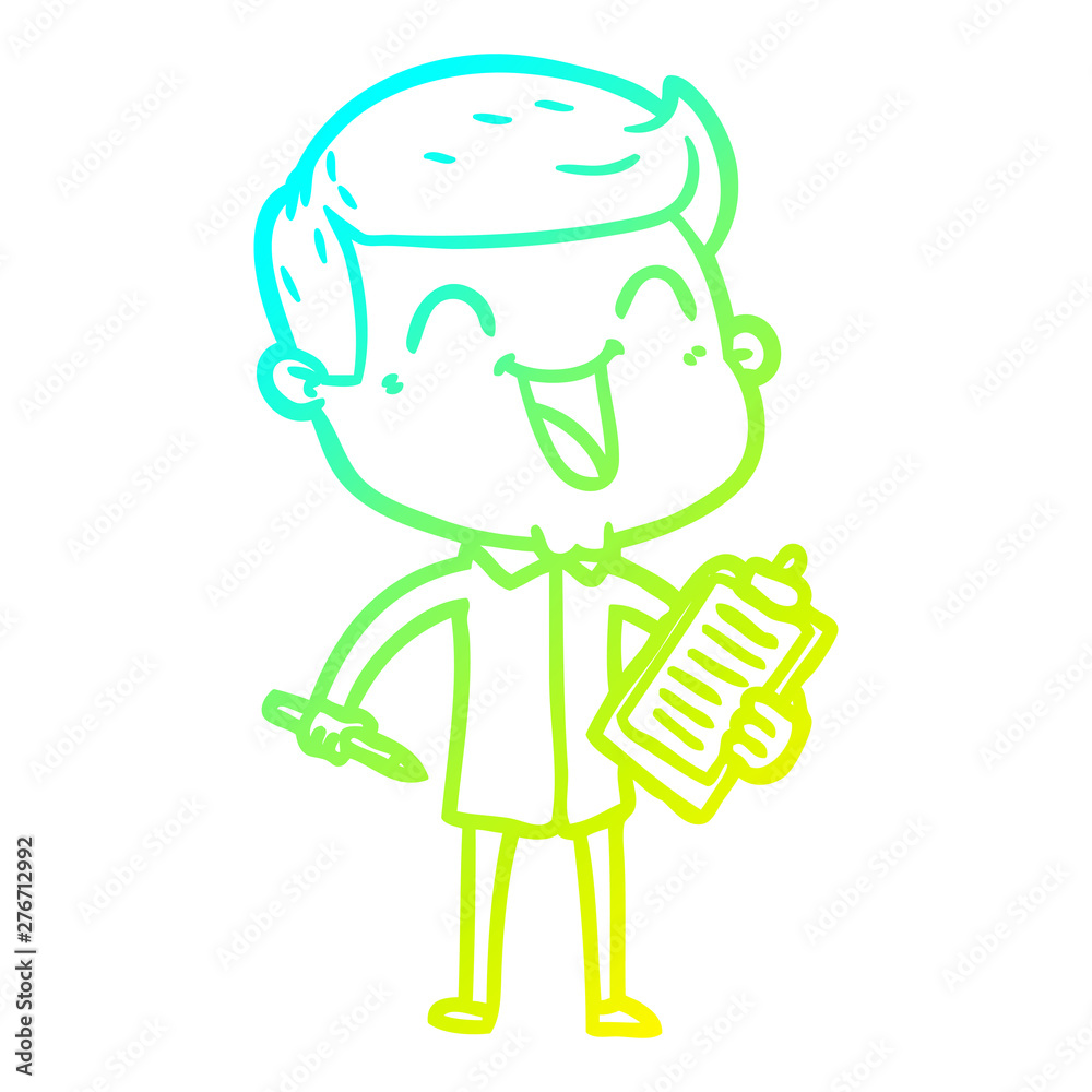 cold gradient line drawing cartoon happy man cold gradient line drawing cartoon happy man