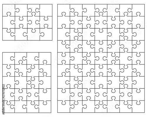 Vector illustration of white puzzle, separate pieces