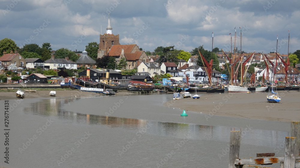 River Estuary at Maldon waiting for the tide on a cloudy summer day