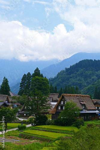 山間の集落。相倉 五箇山 富山 日本。９月中旬。