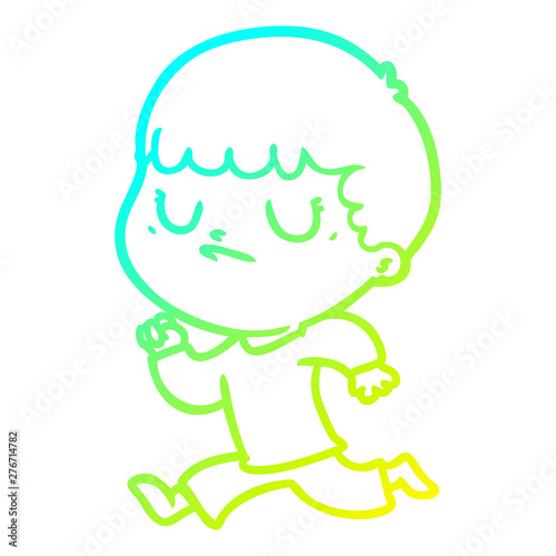 cold gradient line drawing cartoon grumpy boy