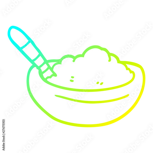 cold gradient line drawing cartoon bowl of polenta