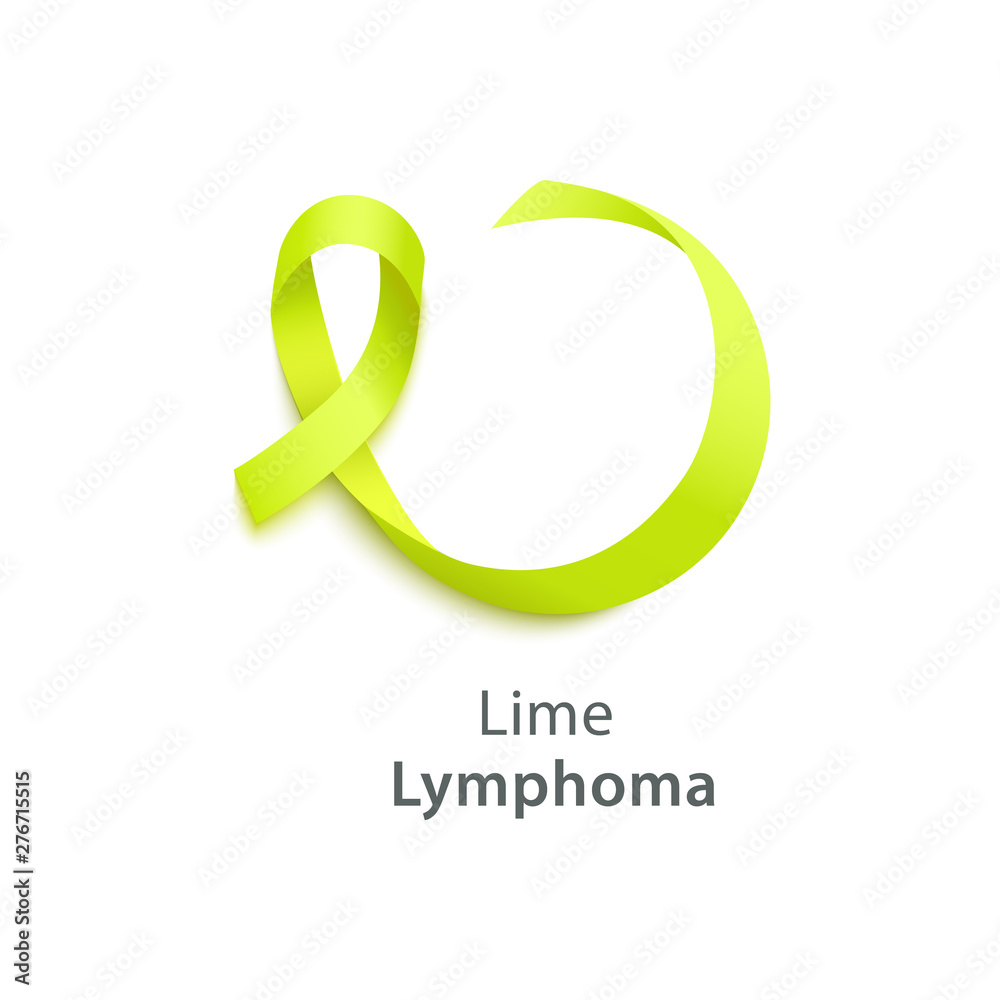 Lymphoma awareness lime green ribbon vector illustration isolated on white. Lymphoma awareness lime green ribbon vector illustration isolated on white.