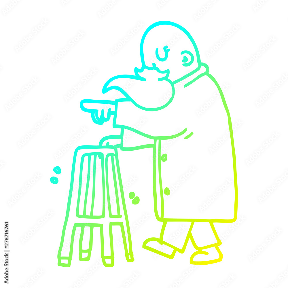 cold gradient line drawing cartoon old man pointing cold gradient line drawing cartoon old man pointing