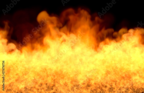 melting explosion on black background, fire from the bottom - fire 3D illustration