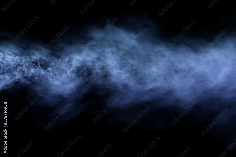 Cute dense cosmic flat smoke line isolated on black - 3D illustration of smoke