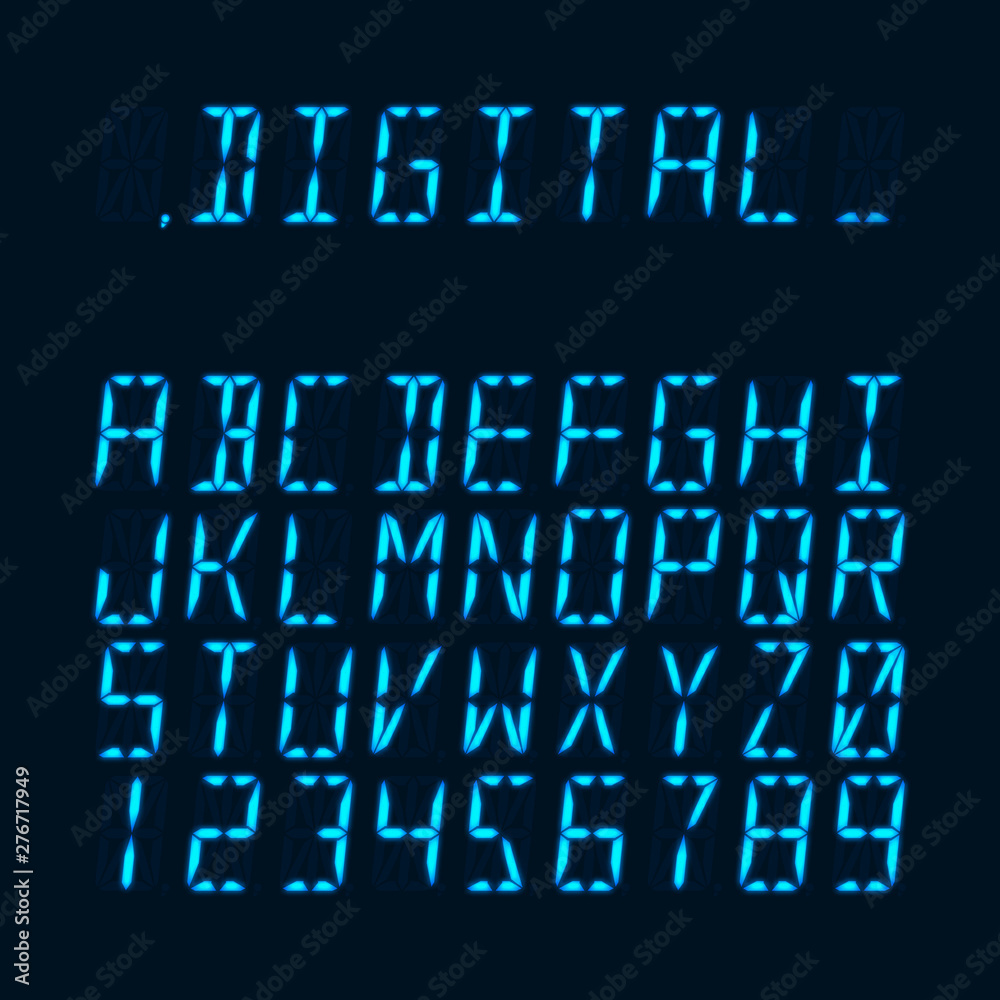 Digital luminous 16-segmented lcd display font