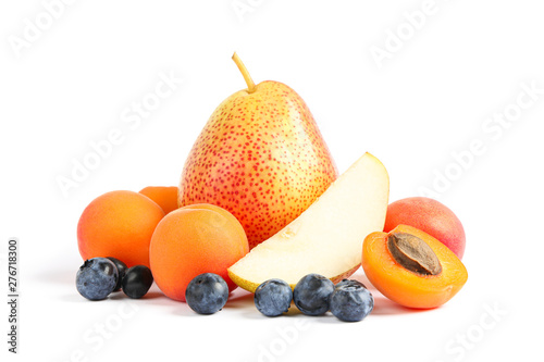 Group of sweet fruits isolated on white background