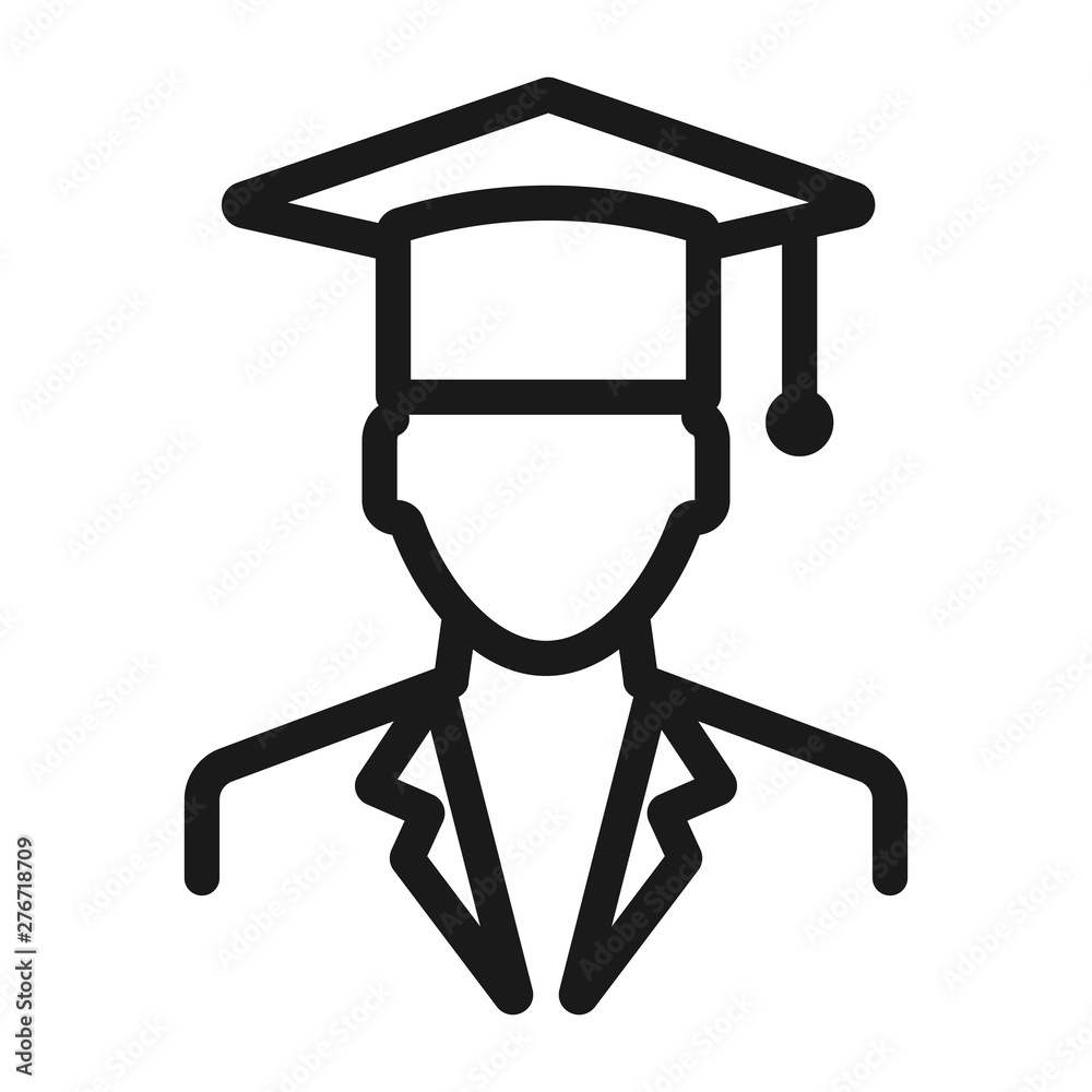 student and high school graduation cap - minimal line web icon. simple vector illustration. concept for infographic, website or app. student and high school graduation cap - minimal line web icon. simple vector illustration. concept for infographic, website or app.
