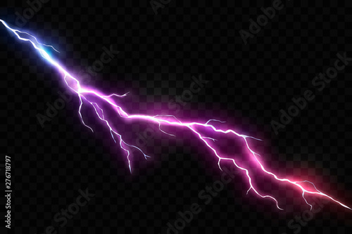 Vector Realistic Lightning and Glowing Thunder Bolt