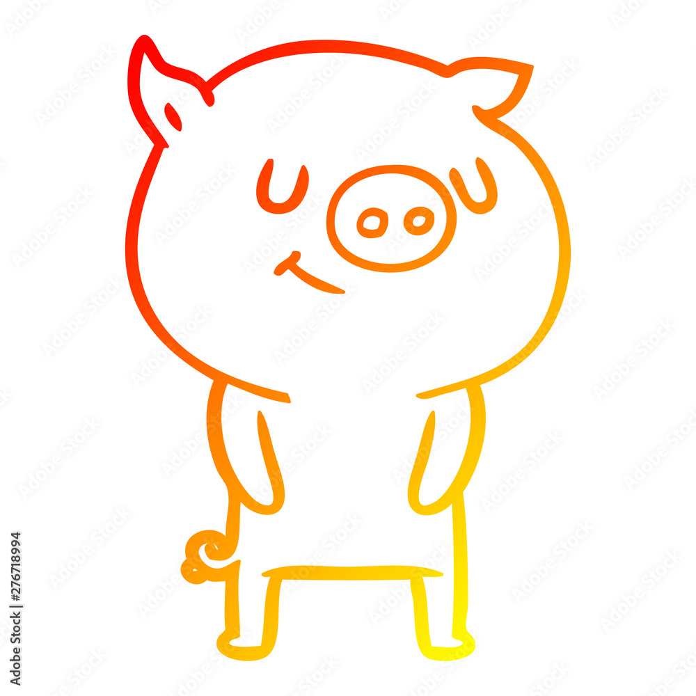 warm gradient line drawing happy cartoon pig warm gradient line drawing happy cartoon pig