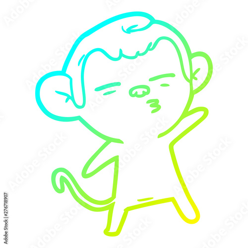 cold gradient line drawing cartoon suspicious monkey