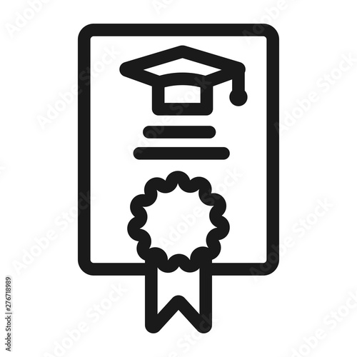 diploma and high school graduation cap - minimal line web icon. simple vector illustration. concept for infographic, website or app.