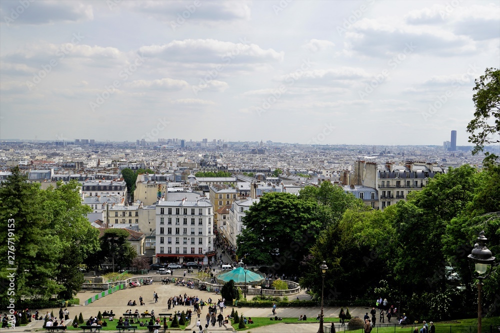 Panoramic views of Paris from Hill Montmartre, France.