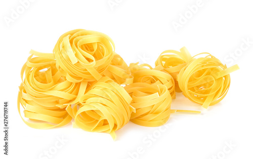 row dry nest pasta isolated on white background