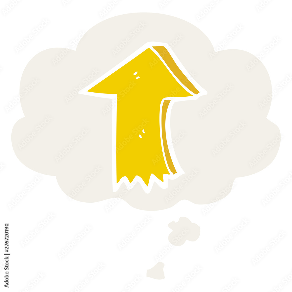 cartoon pointing arrow and thought bubble in retro style cartoon pointing arrow and thought bubble in retro style