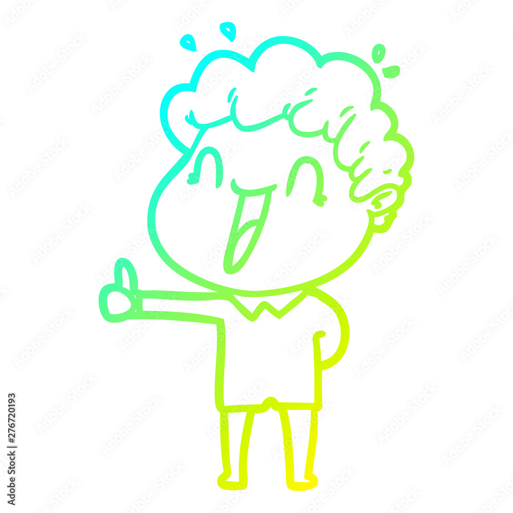 cold gradient line drawing cartoon happy man cold gradient line drawing cartoon happy man