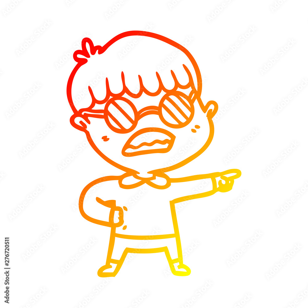 warm gradient line drawing cartoon pointing boy wearing spectacles warm gradient line drawing cartoon pointing boy wearing spectacles