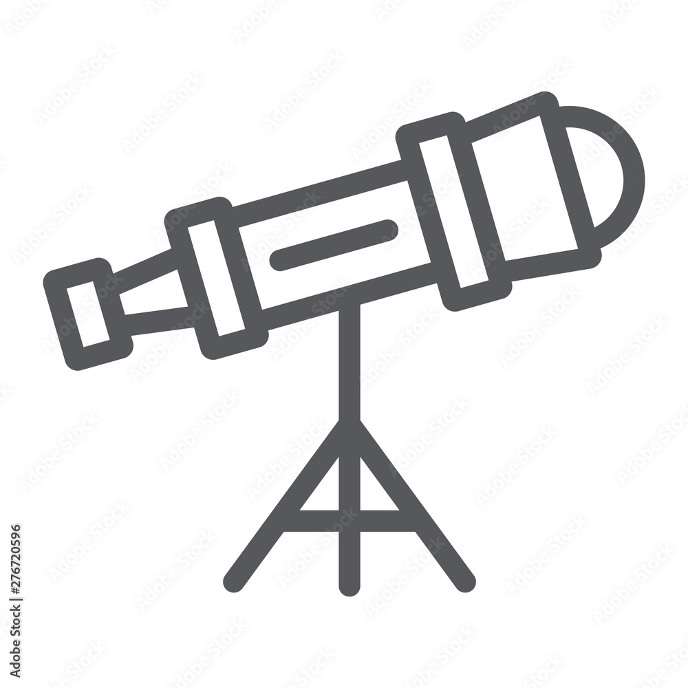 Telescope line icon, science and astronomy, spyglass sign, vector graphics, a linear pattern on a white background.