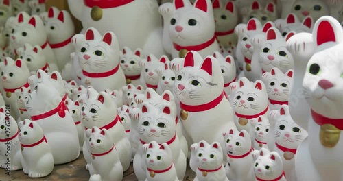 Gotokuji Shrine with lots of cat statues photo