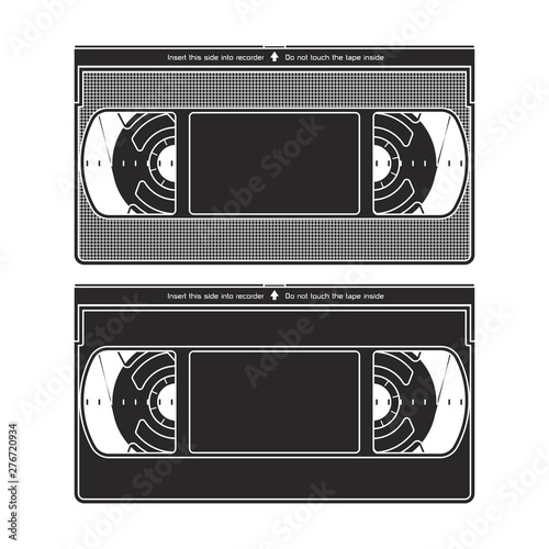 Silhouettes of a Video Recorder Tape. Video Cassettes Isolated on a White Background