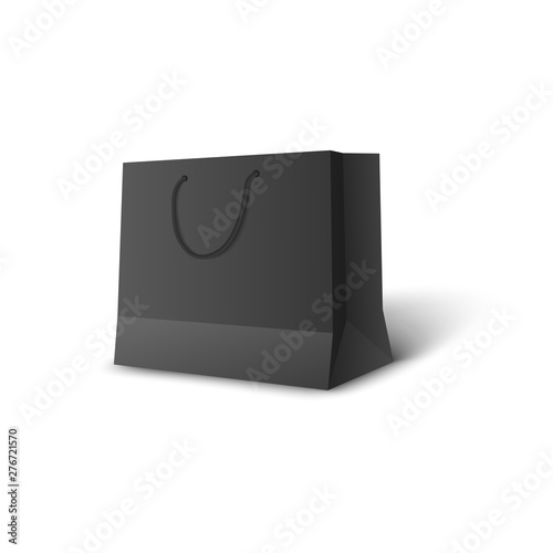 Blank paper black and wide package mockup realistic vector illustration isolated.