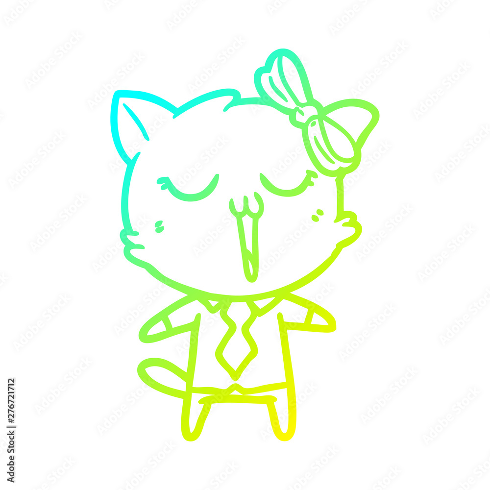 cold gradient line drawing cartoon cat cold gradient line drawing cartoon cat