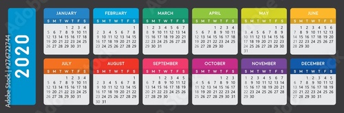 2020 calendar