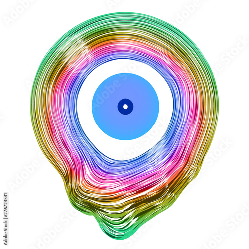 Gramophone Rainbow Vinyl Record Deformed with Liquid Effect. Vector Illustration