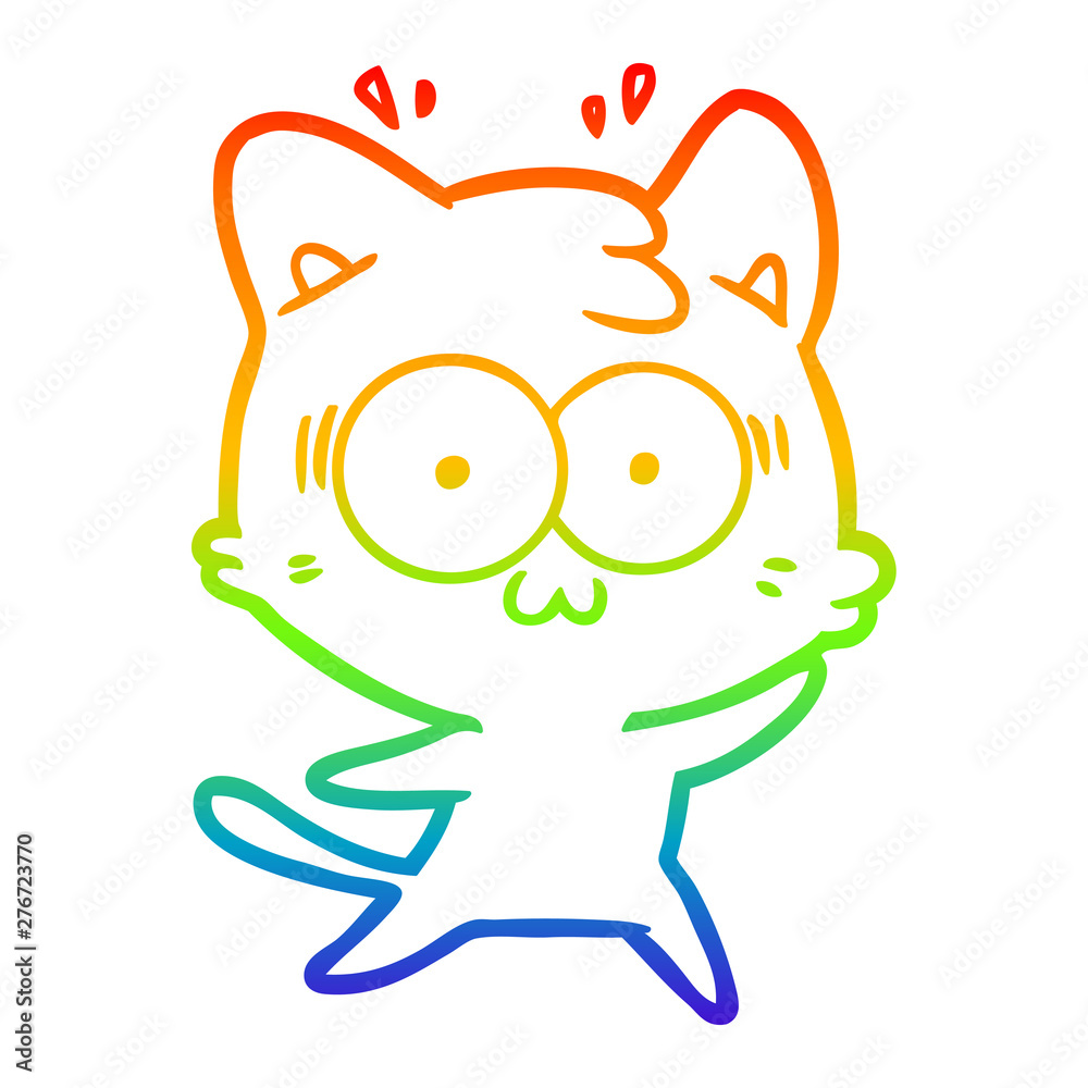 rainbow gradient line drawing cartoon surprised cat rainbow gradient line drawing cartoon surprised cat