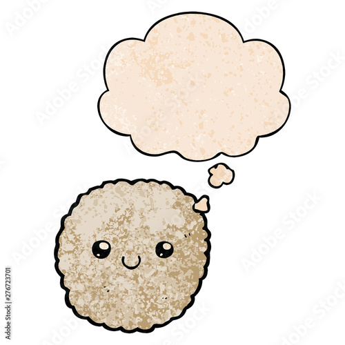 cartoon biscuit and thought bubble in grunge texture pattern style