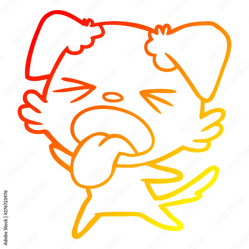 warm gradient line drawing cartoon disgusted dog